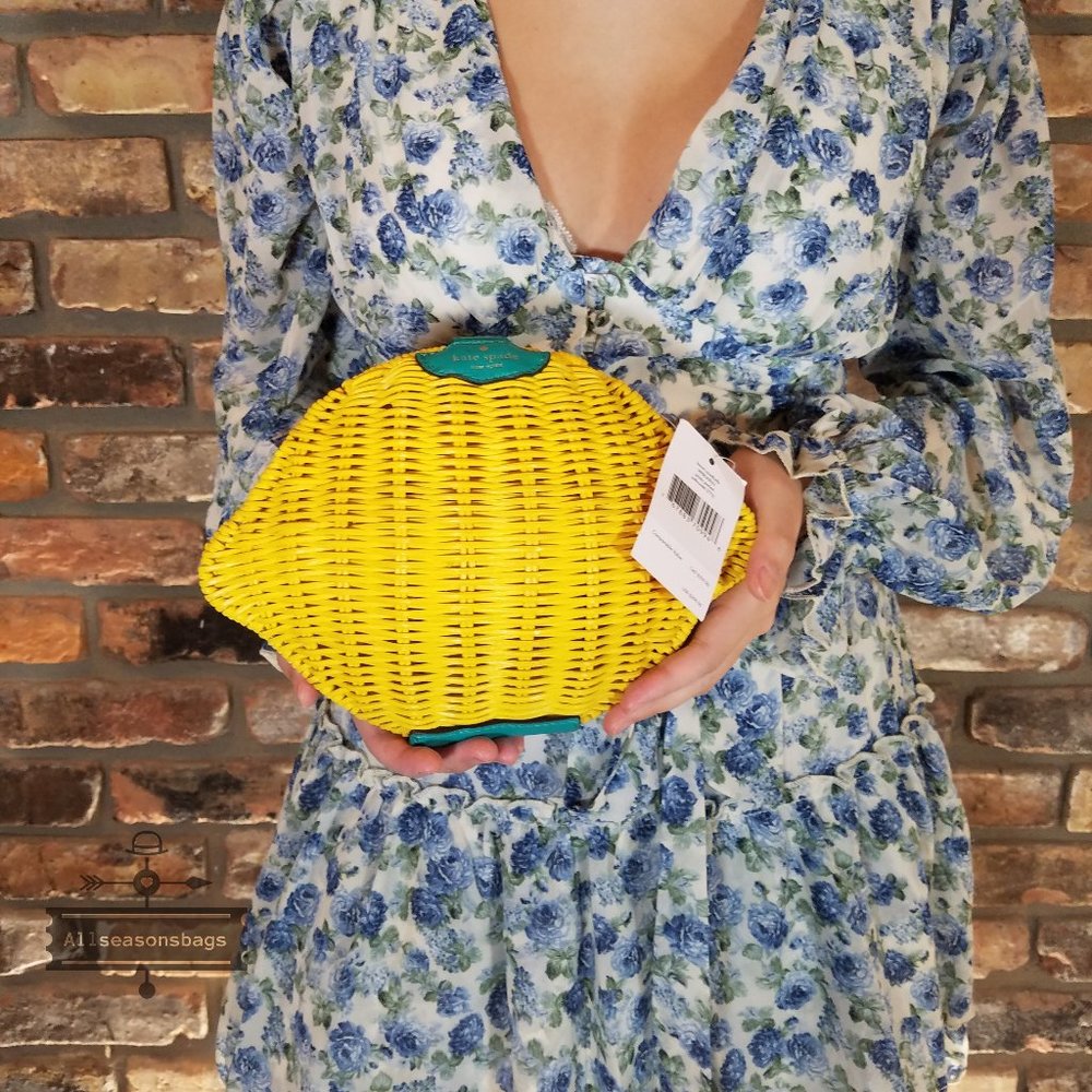 Lemon Crossbody Kate Spade Wicker Picnic Yellow - Picture 2 of 7